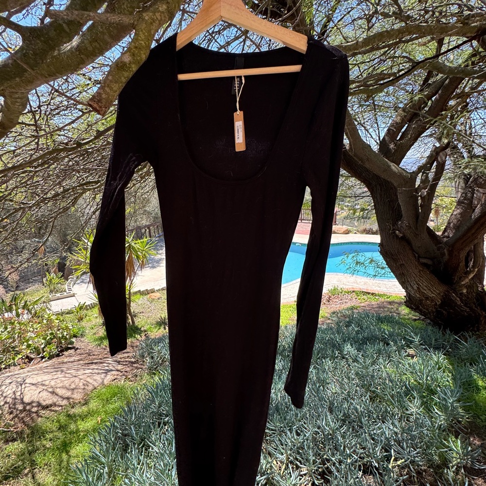 skims | black long sleeve dress